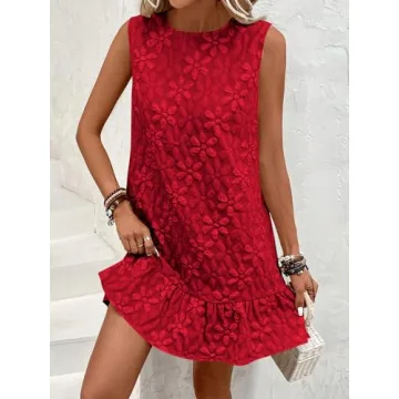 SOLY HUX Ruffle Hem Sleeveless Tank Dress for Women