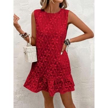 SOLY HUX Ruffle Hem Sleeveless Tank Dress for Women