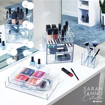 iDesign The Sarah Tanno Collection Plastic Cosmetic Drawer Organizer, 8" x 12" x 2", Clear