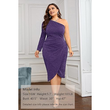 KIMCURVY Plus Size One Shoulder Sparkly Midi Dress
