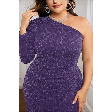 KIMCURVY Plus Size One Shoulder Sparkly Midi Dress