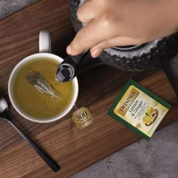 Twinings Lemon & Ginger Tea - Refreshing Ginger Root and Lemon Tea, Naturally Caffeine-Free Herbal Tea Bags Individually Wrapped, 50 Count