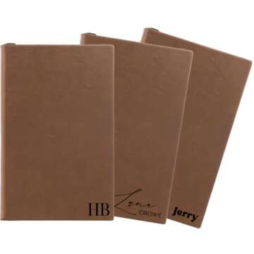 Custom Personalized Journal. Laser Engraved. 9 Designs. 8 Colors. Professional Business Gifts. Coworker Gift. Graduation Gift. Teacher Gift. Gift For Her, Him. Engraved Journal