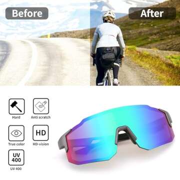 FEISEDY Sports Sunglasses Mens Women Baseball Sunglasses Biking Cycling Sunglasses for Teens UV400 Protection B2388