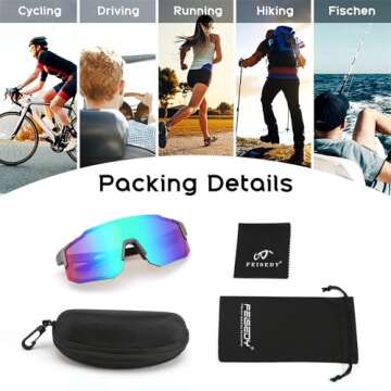 FEISEDY Sports Sunglasses Mens Women Baseball Sunglasses Biking Cycling Sunglasses for Teens UV400 Protection B2388