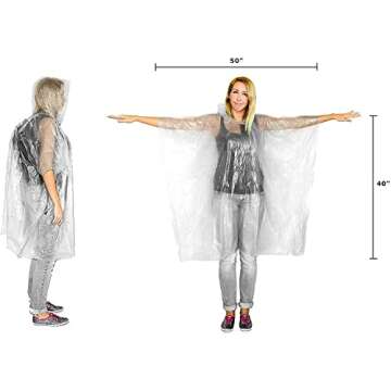 Lingito Rain Ponchos Family Pack, 20-Piece Clear Poncho Emergency Raincoat Drawstring Hood Poncho fo...