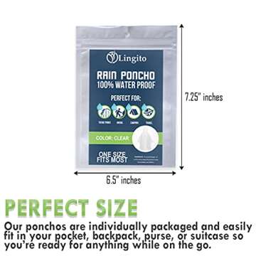 Durable Lingito Rain Ponchos Family Pack for All Ages