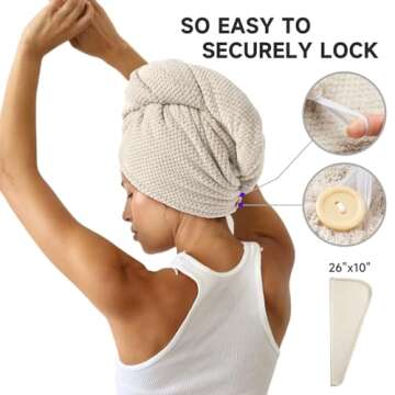 Umisleep 2 Pack Microfiber Hair Towel Wrap for Curly Hair, Super Absorbent Hair Drying Towel for Women, Kids, Hair Care Accessories, Hair Turban for Wet Hair (Grey, Camel)