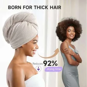 Umisleep 2 Pack Microfiber Hair Towel Wrap for Curly Hair, Super Absorbent Hair Drying Towel for Women, Kids, Hair Care Accessories, Hair Turban for Wet Hair (Grey, Camel)