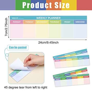 200 Sheets Weekly Planner Notepad Tear off 2.8 x 9.5 Inch Weekly Calendar Pad to Do List Notepad Adh...
