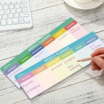 200 Sheets Weekly Planner Notepad Tear off 2.8 x 9.5 Inch Weekly Calendar Pad to Do List Notepad Adhesive Horizontal Schedule Sticky Pad for Planner Reminder Office School(Colorful)