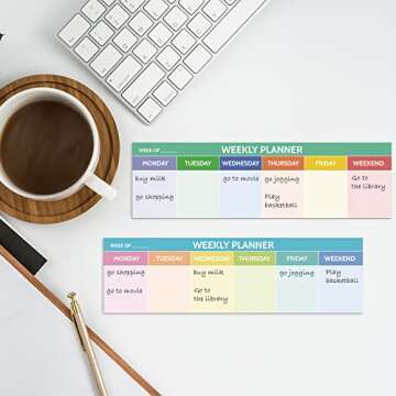 200 Sheets Weekly Planner Notepad Tear off 2.8 x 9.5 Inch Weekly Calendar Pad to Do List Notepad Adhesive Horizontal Schedule Sticky Pad for Planner Reminder Office School(Colorful)