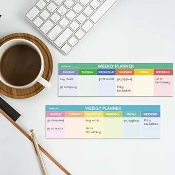 200 Sheets Weekly Planner Notepad Tear off 2.8 x 9.5 Inch Weekly Calendar Pad to Do List Notepad Adhesive Horizontal Schedule Sticky Pad for Planner Reminder Office School(Colorful)