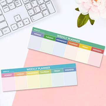 200 Sheets Weekly Planner Notepad Tear off 2.8 x 9.5 Inch Weekly Calendar Pad to Do List Notepad Adhesive Horizontal Schedule Sticky Pad for Planner Reminder Office School(Colorful)