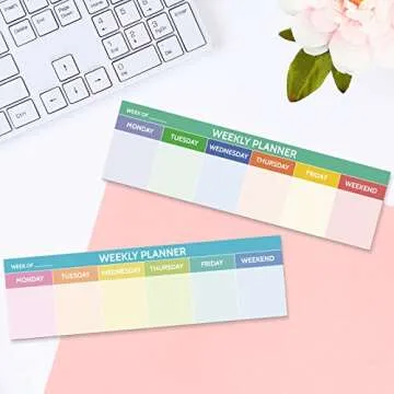 200 Sheets Weekly Planner Notepad Tear off 2.8 x 9.5 Inch Weekly Calendar Pad to Do List Notepad Adhesive Horizontal Schedule Sticky Pad for Planner Reminder Office School(Colorful)