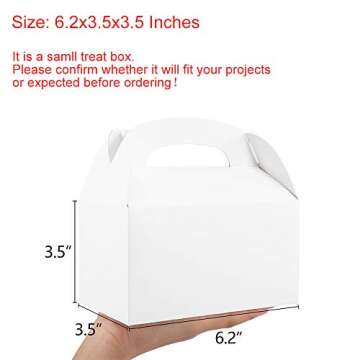 ValBox Treat Boxes 30 Pack White Paper Gable Gift Boxes - Goodies Favor Box for Kids' Birthday Party...