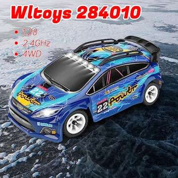 WLtoys 284010 RC Car 1/28 Mini RC Drift Car with 3 Upgraded 500mah Battery 30km/h RC Race Car 4x4 Drift RC Car V8 Remote 2.4GHz 4 WD RC Racing Car with LED Lights for Adults