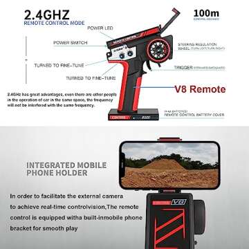 WLtoys 284010 RC Car 1/28 Mini RC Drift Car with 3 Upgraded 500mah Battery 30km/h RC Race Car 4x4 Drift RC Car V8 Remote 2.4GHz 4 WD RC Racing Car with LED Lights for Adults