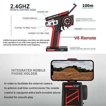 WLtoys 284010 RC Car 1/28 Mini RC Drift Car with 3 Upgraded 500mah Battery 30km/h RC Race Car 4x4 Drift RC Car V8 Remote 2.4GHz 4 WD RC Racing Car with LED Lights for Adults