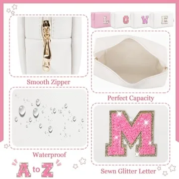 Chic Personalized Initial Letter Makeup Bag Gift for Women