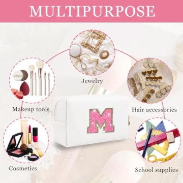 Chic Personalized Initial Letter Makeup Bag Gift for Women