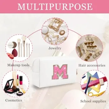 Chic Personalized Initial Letter Makeup Bag Gift for Women