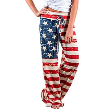 Women's Pajamas Pants 4th of July American USA Flag High Waisted Wide Leg Palazzo Pants Bottoms Draw...