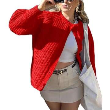 Acmplla Cardigan Sweaters for Women Chunky Knit Cardigans Long Sleeve Button Sweater Jacket 2024 Fal...