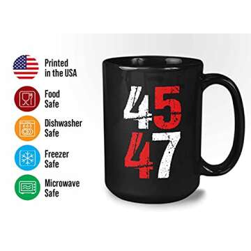 Bubble Hugs Coffee Mug - 45 47 - Trump Vote Government Leader Ballot Conservative Political View 2024 Democratic Election 15oz Black