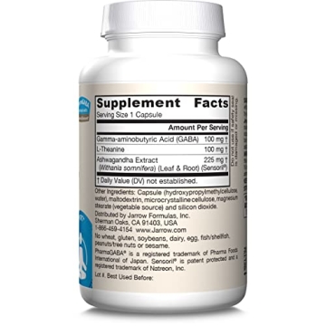 Jarrow Formulas GABA Soothe Capsules for Relaxation