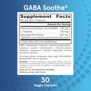 Jarrow Formulas GABA Soothe Capsules for Relaxation