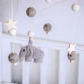 Baby Crib Mobile/White and Grey Nursery Mobile/Nursery Cot Mobile/Gender Neutral Felt Ball Mobile/Ceiling Mobile