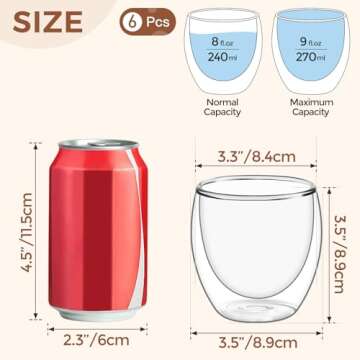 ComSaf 8oz Glass Coffee Mugs Set for Elegant Beverage Enjoyment