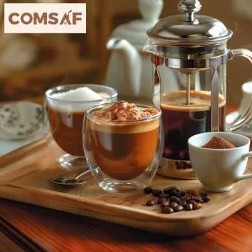 ComSaf 8oz Glass Coffee Mugs Set for Elegant Beverage Enjoyment