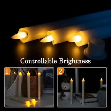 Bighfue LED Flameless Candle, 3D Flickering Taper Battery Operated Candle with Remote Control 10-Key Button, Real Wax 6-Pack for Mantel Christmas Wedding Gift Decoration (Ivory, 0.78 W''9.6 H'')