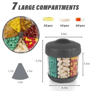 Mossime Extra Large Pill Organizer - Easy Open Pill Dispenser and Medicine Case