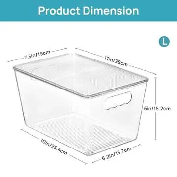 Vtopmart 8 Pack Clear Stackable Storage Bins with Lids, Large Plastic Containers with Handle for Pan...