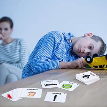 Eersida 20 Pieces PVC ASD Flash Cards Therapy Language Flash Cards Education School Communication Cards Autism Visual Cards with