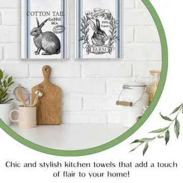 Auomily Vintage Easter Bunny Towels Set of 2 Decorative