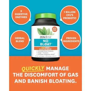 Zenwise Health NO Bloat Probiotics for Women and Men Digestive Health with Ginger, Dandelion, and Lactase, Digestive Enzymes for Gas and Bloating Relief - Vegan Water Retention Pills - 160 CT