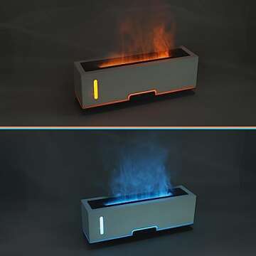 Diffuserlove Flame Diffuser Humidifier Essential Oil Diffusers 200ml Desk Aroma Diffusers for Home Office Cool Fire Air Diffuser (Size:9.8" L x 2.67" W x 3.5" H)