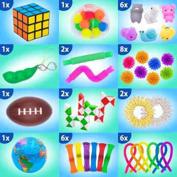 50 Pcs Fidget Toys Pack for Kids - Ideal Stocking Stuffers