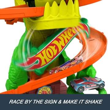 Hot Wheels City T-Rex Blaze Battle Playset - 1:64 Scale Cars