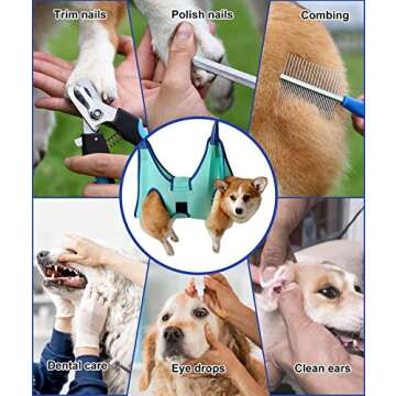 Kkiimatt Dog Pet Grooming Hammock,S Dog Hanging Harness for Nail Clipping, Dog Trimming Cutting Hammock, Dog Sling Holder Helper for Small Dogs, Dog Grooming Restraint Bag with Wide Strap Sewed