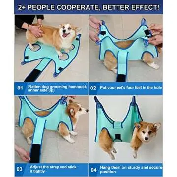 Kkiimatt Dog Pet Grooming Hammock,S Dog Hanging Harness for Nail Clipping, Dog Trimming Cutting Hammock, Dog Sling Holder Helper for Small Dogs, Dog Grooming Restraint Bag with Wide Strap Sewed