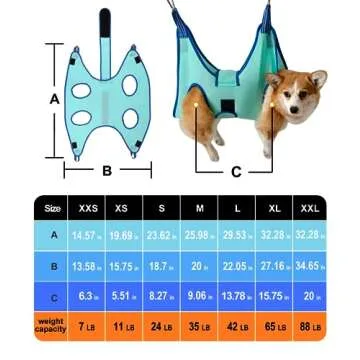 Kkiimatt Dog Pet Grooming Hammock,S Dog Hanging Harness for Nail Clipping, Dog Trimming Cutting Hammock, Dog Sling Holder Helper for Small Dogs, Dog Grooming Restraint Bag with Wide Strap Sewed