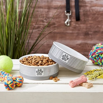 Bone Dry Paw & Patch Ceramic Pet Bowls Set of 2