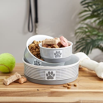 Bone Dry Paw & Patch Ceramic Pet Bowls Set of 2