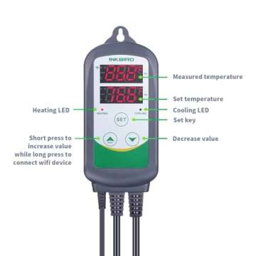 Inkbird WiFi ITC-308 Digital Temperature Controller Thermostat Remote Monitoring Controlling Home Brewing Fermentation Breeding Incubation Greenhouse