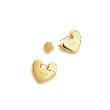 C.Paravano Gold Heart Huggies Earrings for Women | Elegant Jewelry